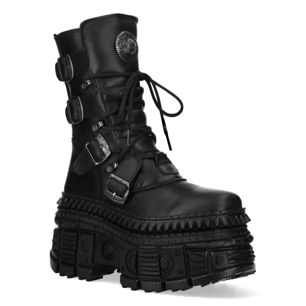 New Rock - M-WALL373-S4 Plattformstiefel - Schwarz